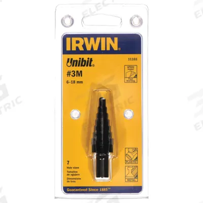 IRWIN Step Drill Bit: 6 mm to 18 mm, Black Oxide HSS - High-Speed Steel Step Drill Bits