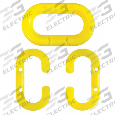 APPROVED VENDOR Chain Link for Plastic Chain Barrier: Yellow, 2 9/10 in Overall Lg - Master Chain Links for Plastic Chain Barriers