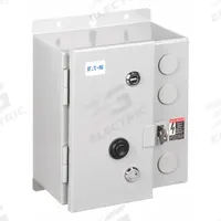 EATON NEMA Magnetic Motor Starter: Non-Reversing, 3 Poles, NEMA Size 1, 27 A, 480V AC Coil (MPN ECN0518CAA-R63/D). Key specifications — attr211388: EATON; attr951451: 1NO/1NC; attr951453: 480V AC; attr951489: Three; attr984425: 1NO/1NC; attr984429: Pilot Light; attr997361: None (Not Applicable to Electronic Overloads).