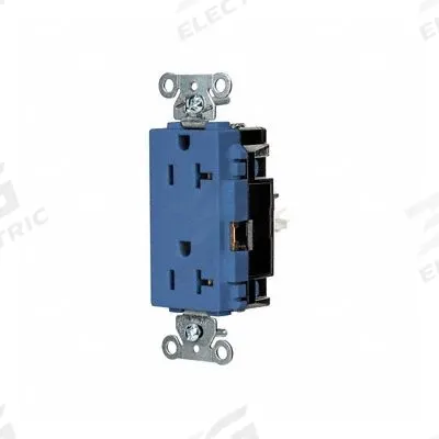 HUBBELL Receptacle: Decorator Duplex, 5-20, Blue, 125V AC, 20 A, 2 Pole / 3 Wire (MPN DR20STBL) - General Purpose Receptacles