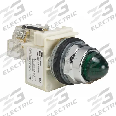 SCHNEIDER Pilot Light: 30 mm Panel Mounting Size, Green, Incandescent - Incandescent Pilot-Lights