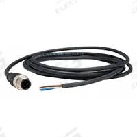 Cordset: M12 Male Straight X Bare Wire, 4 Pins, Black, PUR, 2 m Cable Lg, 3 A Max Current (A) (MPN XZCP1541L2). Key specifications — Cable Jacket Color: Black; End 1 Gender: Male; End 1 Mounting Orientation: Straight; End 2 Connection Type: Bare Wire; IP Rating: IP65; Brand: TELEMECANIQUE SENSORS; Wire Size: 18 AWG; Cable Jacket Material: PUR.