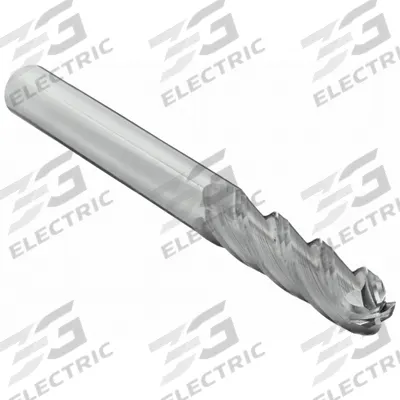 OSG Ball End Mill: Carbide, 4 Flute, 7/16" Mill Dia, 2" LOC, 4" OAL (MPN 464-4375-BN) - General Purpose Carbide Ball End Mills