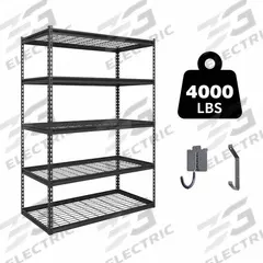 APPROVED VENDOR General Purpose Boltless Metal Shelving: Standalone, Heavy Duty, 48 in x 24 in, Open (MPN B-ATLAS482472-5H1000). Key specifications — attr54754: Powder Coated; attr59549: 4000 lb; attr17396: Steel; attr17398: Hammertone Finish; attr17401: Standard; attr35179: APPROVED VENDOR; attr54753: Heavy Duty; attr59360: Open.