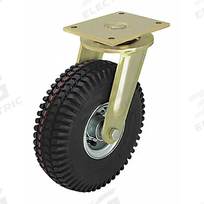 APPROVED VENDOR Plate Caster: Swivel, Steel, 16 9/16 in Wheel Dia., 4 1/2 in Wheel Wd, Hole - Plate Casters with Pneumatic Wheels