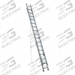 WERNER Extension Ladder: 32 ft Ladder Size, Aluminum, 225 lb Load Capacity, 54 lb Wt, 2 Sections (MPN D1232-2). Key specifications — Color: Silver; Brand: WERNER; Included Features: Rope and Pulley; Removable Fly: Removable.