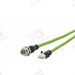 METZ CONNECT M12 Cable: Cat7, M12 Jack Male Straight x RJ45 Male Straight, 5 m Lg, PUR, Green, X (MPN 142M2X25050). Key specifications — Brand: METZ CONNECT; Cable Jacket Color: Green; End 1 Coding: X; End 2 Coding: X; IP Rating: IP6X; Performance Category: Cat7.