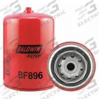 BALDWIN FILTERS Fuel Filter: Spin-On, 3 11/16 in Outside Dia, 13/16"-18 Thread Size, Cellulose (MPN BF896). Key specifications — attr1137520: BF896; attr434022: BALDWIN FILTERS; attr427730: Cellulose; attr427731: G401 Integral Gasket; attr1017112: Trucks; attr1017113: Grimmer Schmidt.