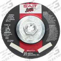 SAIT Depressed Center Cut-Off Wheel: Type 27, 4 1/2" x 0.045" x 5/8"-11, Aluminum Oxide, 60 Grit (MPN 23318). Key specifications — Series: A60S; Brand: UNITED ABRASIVES-SAIT.