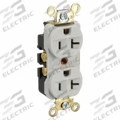 HUBBELL Receptacle: Duplex, 5-20, Gray, 125V AC, 20 A, 2 Pole / 3 Wire (MPN HBL5352GY)