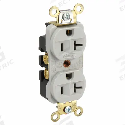 HUBBELL Receptacle: Duplex, 5-20, Gray, 125V AC, 20 A, 2 Pole / 3 Wire (MPN HBL5352GY) - General Purpose Receptacles