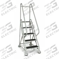 COTTERMAN Rolling Ladder: 3.8 ft Platform Ht, Partially Assembled, Steel, Wt-Actuated Auto-Lock (MPN ST-501 A2 C1 P5). Key specifications — Includes Handrails: Handrails Included; Material: Steel; Brand: COTTERMAN; Color: Gray.