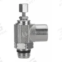 AIGNEP USA Universal Flow Control: Elbow Fitting, Knob, 3/8 in Valve Body Size, 3/8 in Tube (MPN 88977-06-06). Key specifications — attr947203: Stainless Steel; attr947205: AIGNEP USA.