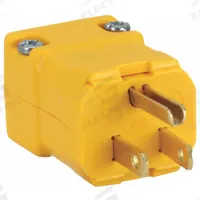 BRYANT Straight Blade Plug: 5-15P, 125V AC, 15 A, 2 Pole, 3 Blade, Yellow (MPN BRY5965Y)