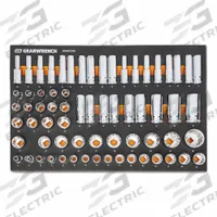 GEARWRENCH Socket Set: 1/2 in Drive, 67 Piece, 12-Point/6-Point, Metric, 8mm-36mm (MPN GWMSSKT12MM). Key specifications — attr1224269: 1/2 in; attr1204685: Not Tether Capable; attr1204650: 8mm-36mm; attr1204673: Socket Bits Not Included; attr1204688: GEARWRENCH; attr1224230: Friction; attr1224354: No Thin Wall; attr1206170: Standard Sockets.