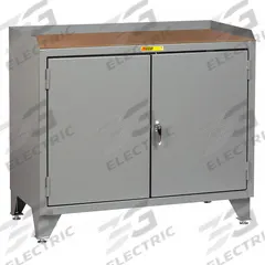 LITTLE GIANT Cabinet Workbench: Hardboard, 48 in x 24 in, 2,000 lb Overall Load Capacity, Gray (MPN MH3-LL-2D-2448). Key specifications — Assembly: Fully Assembled; Brand: LITTLE GIANT.