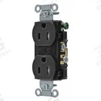 BRYANT Receptacle: Duplex, 5-15, Black, 125V AC, 15 A, 2 Pole / 3 Wire (MPN CRS15BLKTR)