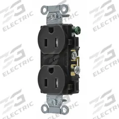 BRYANT Receptacle: Duplex, 5-15, Black, 125V AC, 15 A, 2 Pole / 3 Wire (MPN CRS15BLKTR)