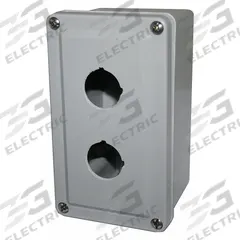 EATON Push Button Enclosure: 30mm, 2 Holes, Non-Metallic, NEMA 12/3/4X (MPN E34N52). Key specifications — attr211299: EATON; attr1043605: Washdown-Corrosion-Resistant.