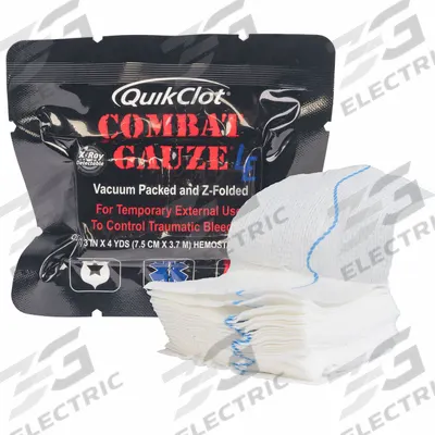 QUIKCLOT Combat Gauze: 4 yd Dressing Lg, 3 in Dressing Wd, Gauze, Sterile - Bleeding Control Dressings