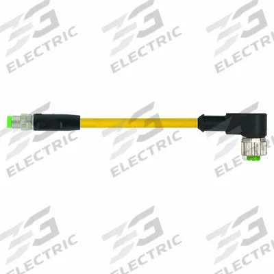 MURRELEKTRONIK Cordset: M8 Male Straight X M12 Female Straight, PVC, Yellow - M12 x M8 Cordsets with PVC Jacket for Flexing Applications