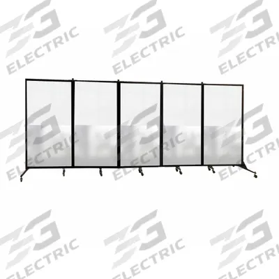 SCREENFLEX Room Divider: 5 Panels, Half Transparent/Half Translucent, Clear Panel - Plastic Portable Room Dividers