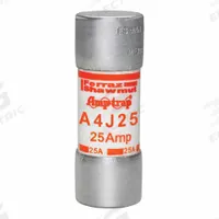 MERSEN Fuse: A4J Series, Class J, Cylindrical Body, Fast-Acting, 25 A, 600 V AC, 300 V DC (MPN A4J25). Key specifications — attr1287274: A4J; attr211200: MERSEN.