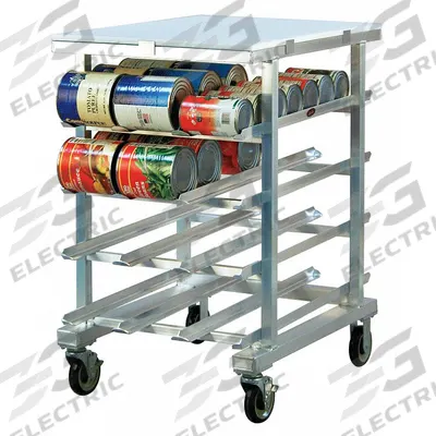 NEW AGE Can Rack: Half Size, 4 Shelves, 72 Cans Held, Mobile, 41 in Overall Ht - Mobile Can Racks