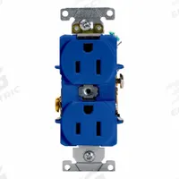 LEVITON Duplex Receptacle Outlet: Duplex, 5-15, Blue, 125V AC, 15 A, 2 Pole / 3 Wire (MPN 5262-SBU)