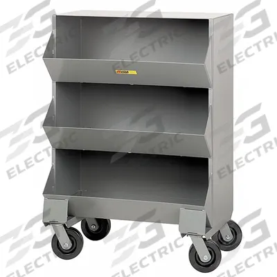 LITTLE GIANT Mobile Bin Cart: 32 in x 20 in x 45 1/2 in, Caster, 3 Compartments - Mobile Stacking Bin Units