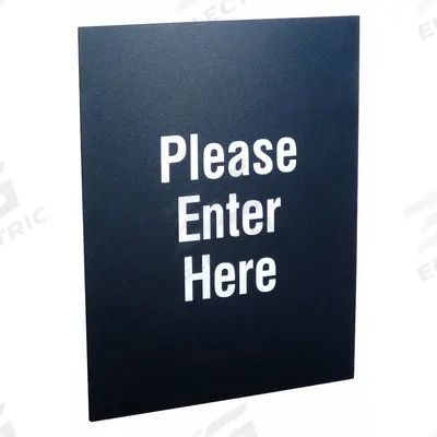 VISIONTRON Acrylic Sign: Black, Please Enter Here (Double Sided) Message - Signs for Post Tops
