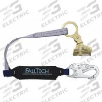 FALLTECH Shock-Absorbing Lanyard: 310 lb Capacity, Steel, Black/Blue, OSHA 1910.66/OSHA 1926.502 (MPN 8358). Key specifications — Brand: FALLTECH; Hardware Material: Steel; Color: Blue.