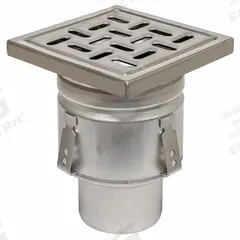 BLUCHER Floor Drain: 8 in Grate Size, 3 in Nominal Pipe Size, No Hub, Stainless Steel, Slotted (MPN BFD-323). Key specifications — Color: Silver; Connection Type: No Hub; Brand: BLUCHER.