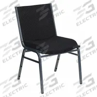 FLASH FURNITURE Stacking Chair: Fabric Seat, Fabric, Metal Frame, Seat Color Black, Armless, Plastic (MPN XU-60153-BK-GG). Key specifications — Chair Color: Black.