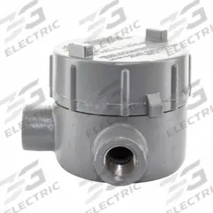 Conduit Outlet Body: Aluminum, GE, 1/2 in Trade Size, L Body, 19 cu in Body Capacity (MPN GECLT-1). Key specifications — Series: For Standard Body; Compatible Conduit Trade Size: 1/2 in; Thread Gender: Female; Hub Style: Threaded; Cover Included: Yes; Body Style: L; Connection Type: Threaded; Back Type: Flat.