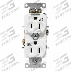 LEVITON Duplex Receptacle Outlet: Duplex, 5-15, White, 125V AC, 15 A, 2 Pole / 3 Wire (MPN WBR15-W)