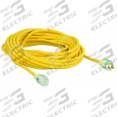 APPROVED VENDOR Extension Cord: Outdoor Use, 50 ft Lg, Outlet, 5-15P, 10/3, SJTOW, Yellow, 125V AC (MPN 4GAC3). Key specifications — Brand: APPROVED VENDOR; Temperature Rating: -58° to 194°F; NEMA Plug Configuration: 5-15P.