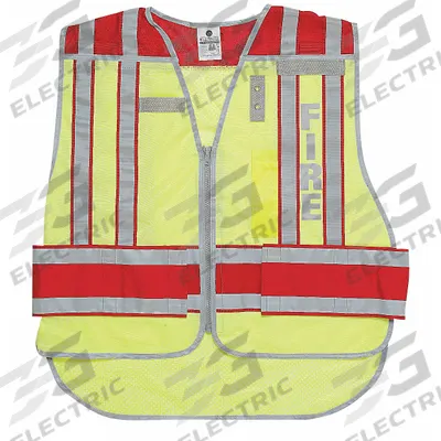 APPROVED VENDOR Pro Police Safety Vest: Safety Vest ANSI Class Class 2, Green/Red, Polyester - Fire Safety Vest