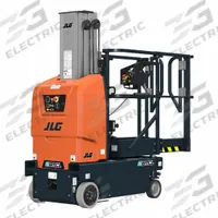 JLG Mobile Personnel Lift: Battery, Drivable, 18 ft Elevated Platform Ht, 31.5 in x 30 in (MPN E18MCL). Key specifications — Brand: JLG; Features Included: Battery Charger.