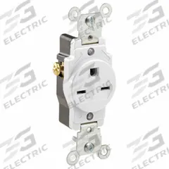 LEVITON Receptacle: Single, 6-15, White, 250V AC, 15 A, 2 Pole / 3 Wire (MPN 5029-W)