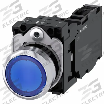 Siemens Illuminated Push Button: Illuminated, Flush Profile, Non-Metallic, 22 mm - Illuminated Flush-Mount Push Buttons