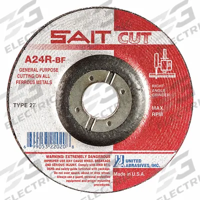 UNITED ABRASIVES-SAIT Depressed Center Cut-Off Wheel: Type 27, 4 1/2" x 3/32" x 7/8", Aluminum Oxide - General Purpose Cut-Off Wheels for Carbon & Stainless Steel