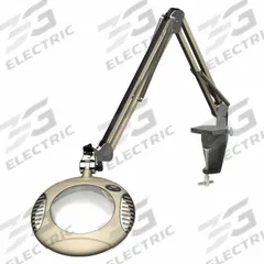 O.C. WHITE Round Magnifier Light: LED, 2x, 4 Diopter, 750 lm Max Brightness, 43 in Arm Reach, 5000K (MPN 42400-4). Key specifications — Arm Material: Aluminum; Brand: O.C. WHITE; Magnification: 2x; ESD Safe: Yes; Lens Material: Glass; Lighting Technology: LED; Operating Voltage: 100 to 240V AC; Includes Ultraviolet Light: No.