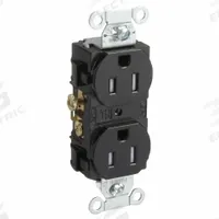 HUBBELL Receptacle: Duplex, 5-15, Black, 125V AC, 15 A, 2 Pole / 3 Wire (MPN CR15BLKTR)