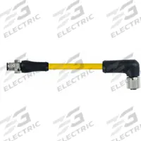 Cordset: M12 Male Straight X M12 Female Right Angle, 4 Pins, Yellow, TPE, 5 m Cable Lg (MPN 7700-P4151-U0C0500). Key specifications — Cable Jacket Color: Yellow; End 1 Gender: Male; End 1 Mounting Orientation: Straight; End 2 Gender: Female; End 2 Mounting Orientation: Right Angle; End 2 Connection Type: M12; IP Rating: IP67; Brand: MURRELEKTRONIK.