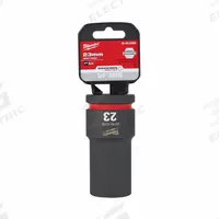 MILWAUKEE Deep Impact Socket: 3/4 in Drive Size, Metric, 23 mm Socket Size, 6-Point, Deep, Friction (MPN 49-66-6398). Key specifications — attr1215501: MILWAUKEE; attr1215515: Black Phosphate; attr1215518: 23 mm.