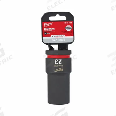 MILWAUKEE Deep Impact Socket: 3/4 in Drive Size, Metric, 23 mm Socket Size, 6-Point - 3/4" Drive Impact Sockets