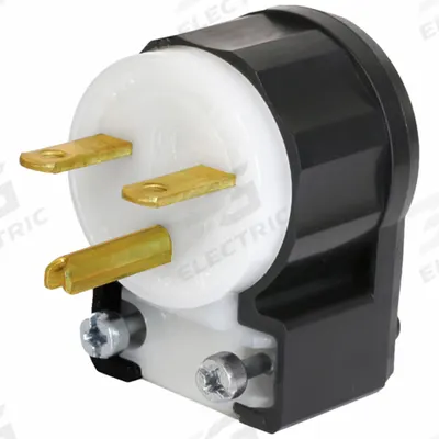 LEVITON Straight Blade Plug: 6-15P, 250V AC, 15 A, 2 Pole, 3 Blade, Black/White (MPN 5666-CA) - Angled Plugs
