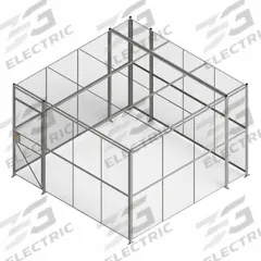 WIRECRAFTERS Partition Cage: 12 ft W x 12 ft D 8 ft H, Gray, 4 Sides, Powder-Coated (MPN 12124CRW). Key specifications — attr1283235: Yes; attr1283272: WIRECRAFTERS; attr1283267: Welded; attr1283268: Complete Wire Security Cages; attr1283246: Keyed Different Cylinder; attr1283240: Out; attr1283243: Yes; attr1283245: Hinged.