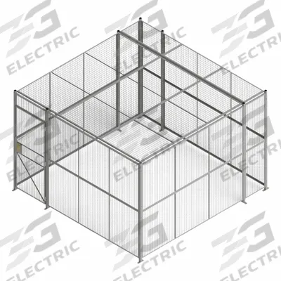 WIRECRAFTERS Partition Cage: 12 ft W x 12 ft D 8 ft H, Gray, 4 Sides - WireCrafters Welded-Wire